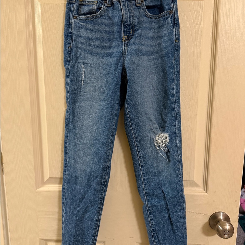 Cat & Jack Girls Light Blue Straight Distressed Jeans